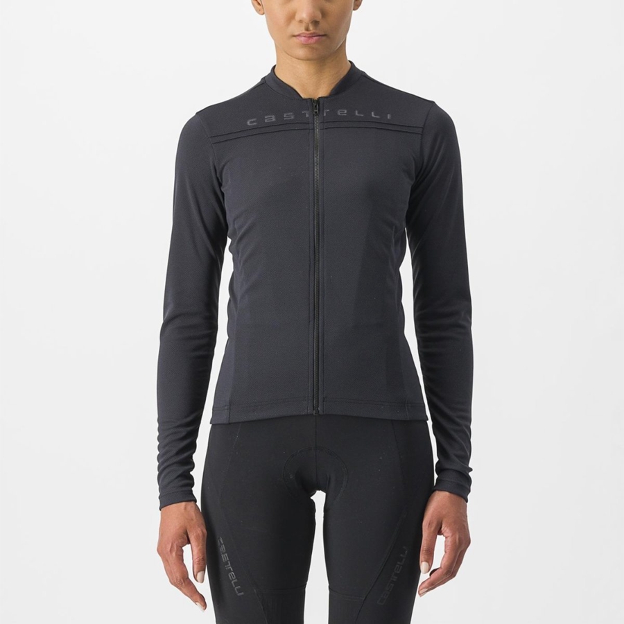 Castelli ANIMA 4 LONG SLEEVE Ženske Dres Crne | 46CTAGZMH