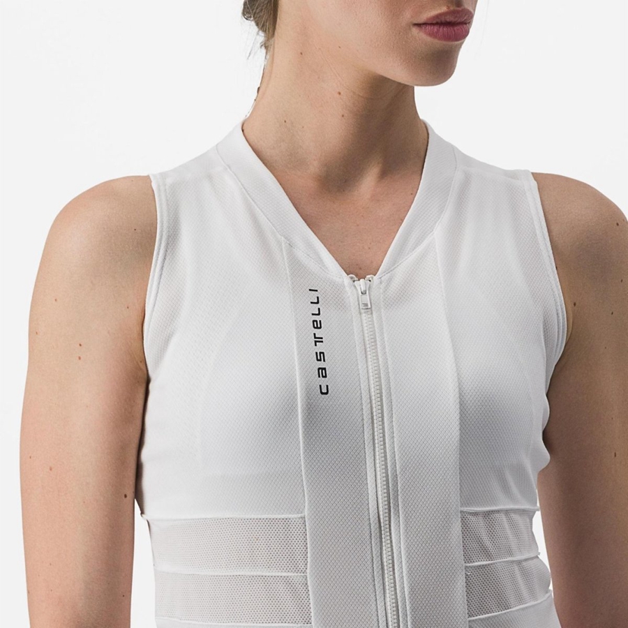 Castelli ANIMA 4 SLEEVELESS Ženske Dres Bijele Crne | 18UKPEXOR
