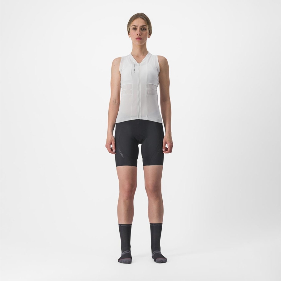 Castelli ANIMA 4 SLEEVELESS Ženske Dres Bijele Crne | 18UKPEXOR
