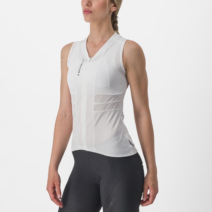 Castelli ANIMA 4 SLEEVELESS Ženske Dres Bijele Crne | 18UKPEXOR
