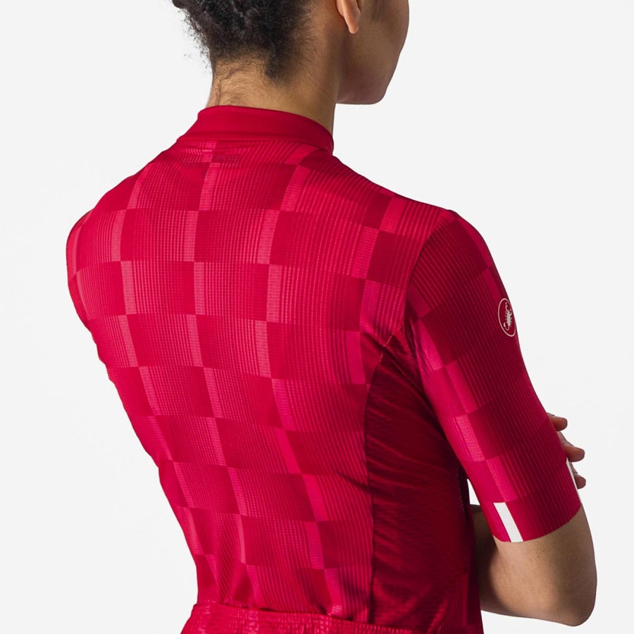 Castelli DIMENSIONE Ženske Dres Crvene Bijele | 06FOXQMBJ