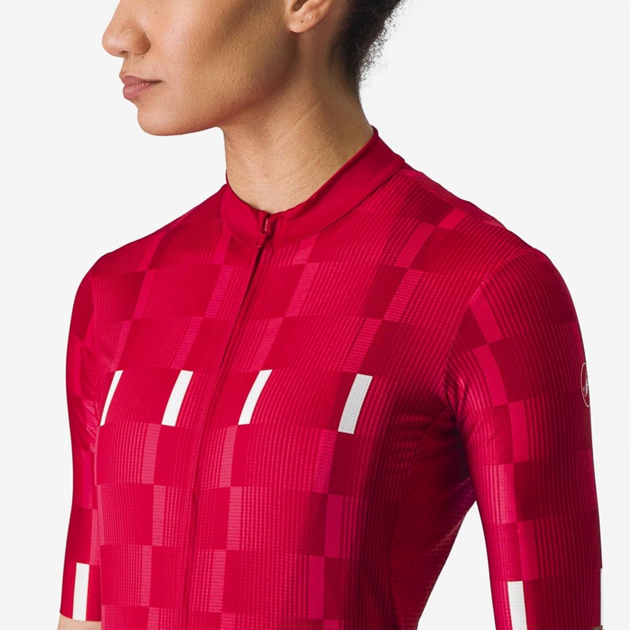 Castelli DIMENSIONE Ženske Dres Crvene Bijele | 06FOXQMBJ