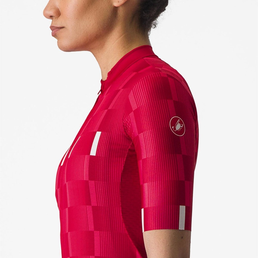 Castelli DIMENSIONE Ženske Dres Crvene Bijele | 06FOXQMBJ