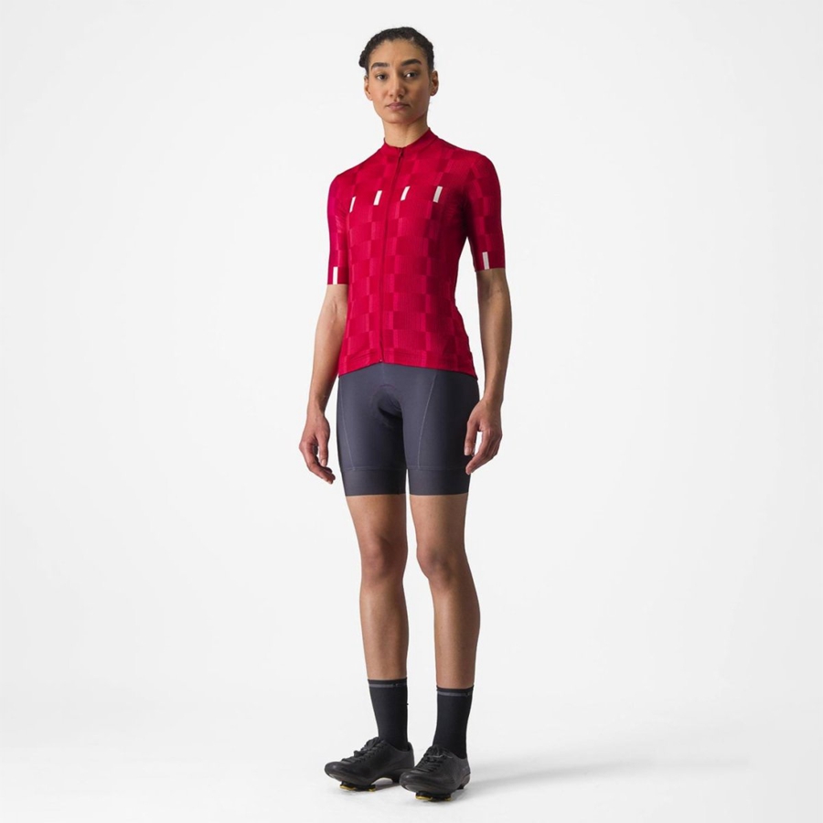 Castelli DIMENSIONE Ženske Dres Crvene Bijele | 06FOXQMBJ