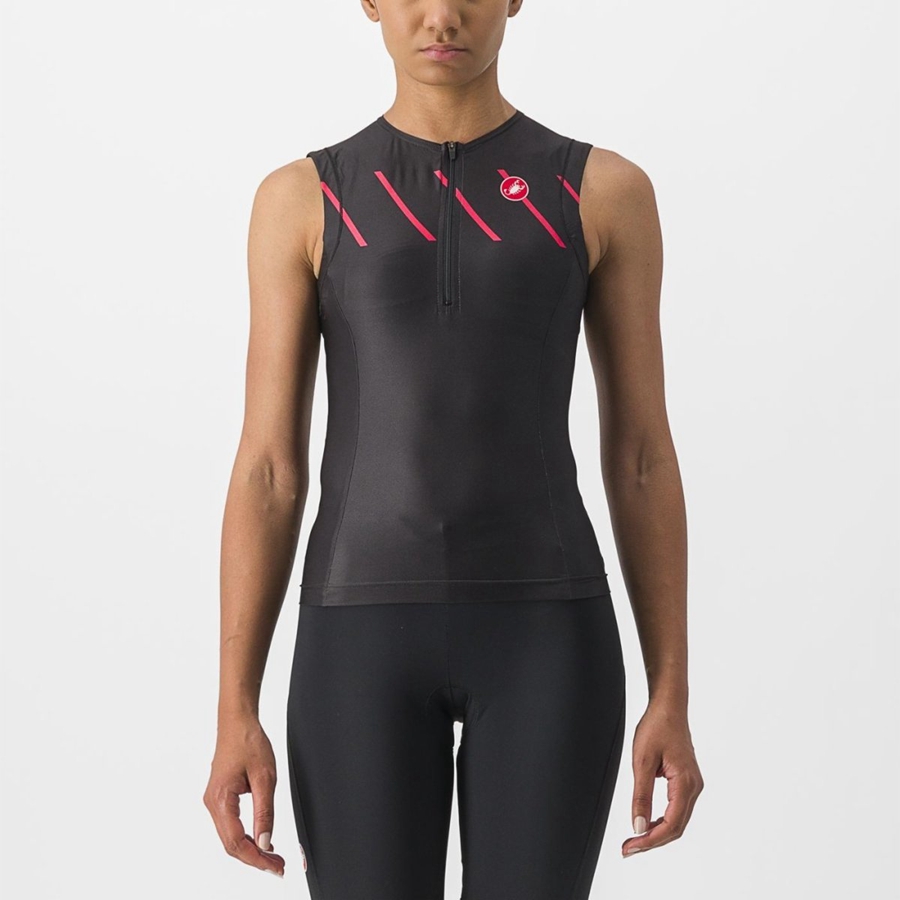 Castelli FREE 2 W TRI SINGLET Ženske Odijela Crne | 48QWGBTVL