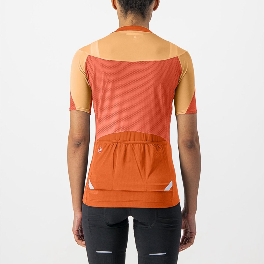 Castelli GRADIENT COLOR BLOCK Ženske Dres Tamno Crvene Narančaste Narančaste | 08ZKBIVMJ