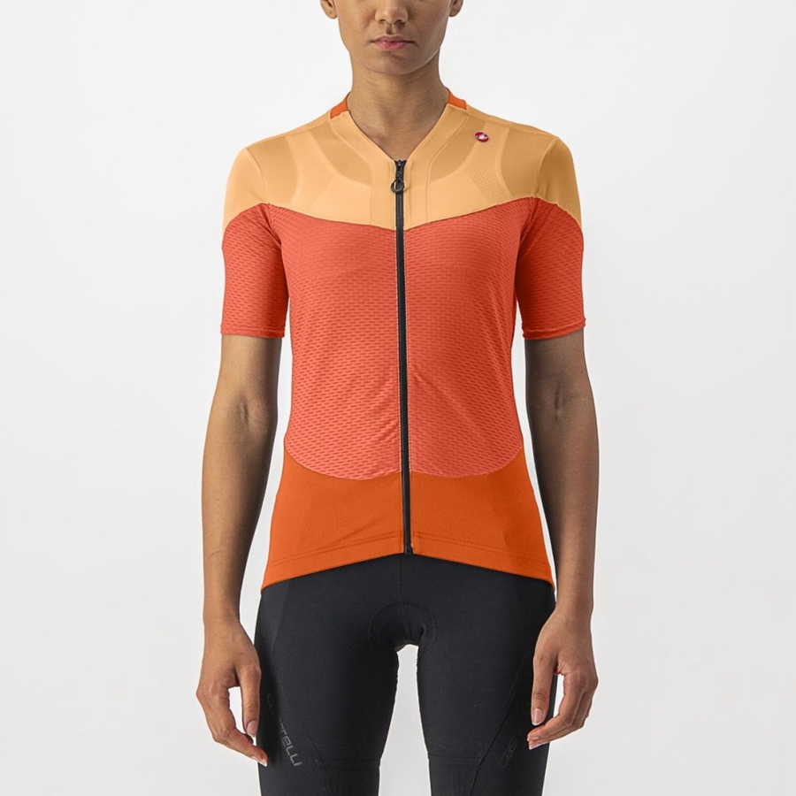 Castelli GRADIENT COLOR BLOCK Ženske Dres Tamno Crvene Narančaste Narančaste | 08ZKBIVMJ