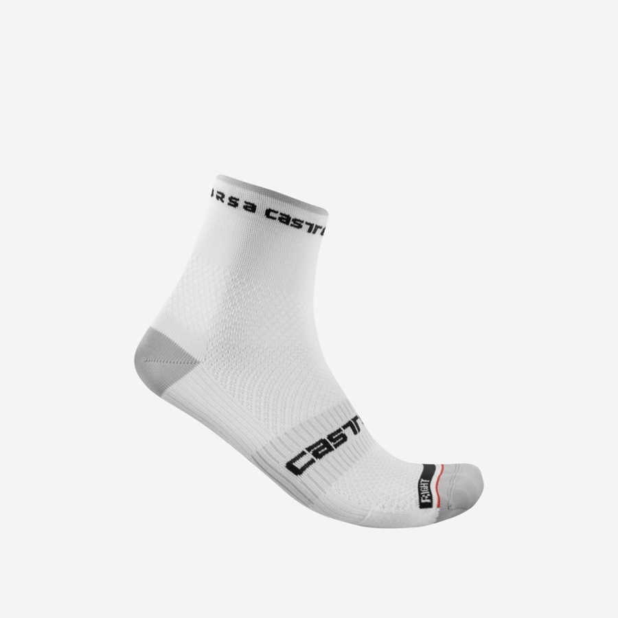 Castelli ROSSO CORSA PRO 9 Muške Čarape Bijele | 43CUQOAMX