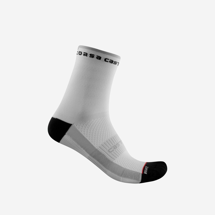Castelli ROSSO CORSA W 11 Ženske Čarape Bijele Crne | 25COUKNQL