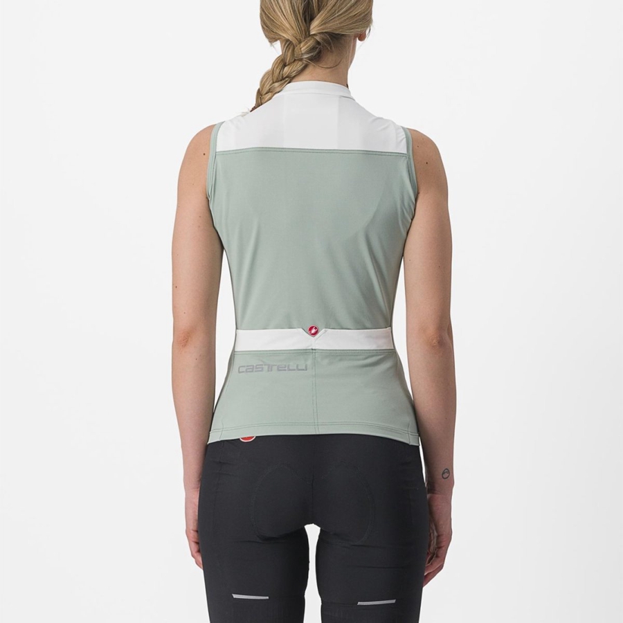 Castelli SOLARIS SLEEVELESS Ženske Dres Zelene Bijele | 69NDRFKPT
