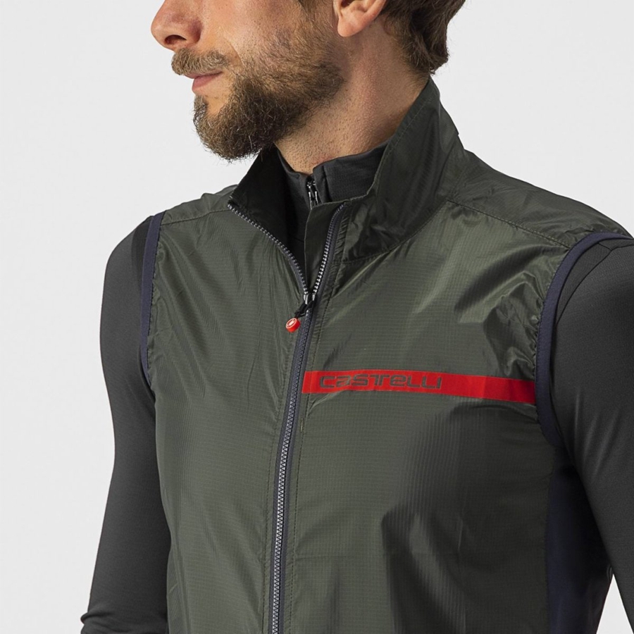 Castelli SQUADRA STRETCH Muške Prsluk Zelene Tamno Sive | 70CQDKPAW