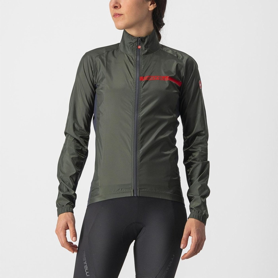 Castelli SQUADRA STRETCH W Ženske Zaštita Zelene Tamno Sive | 04AESLIMZ