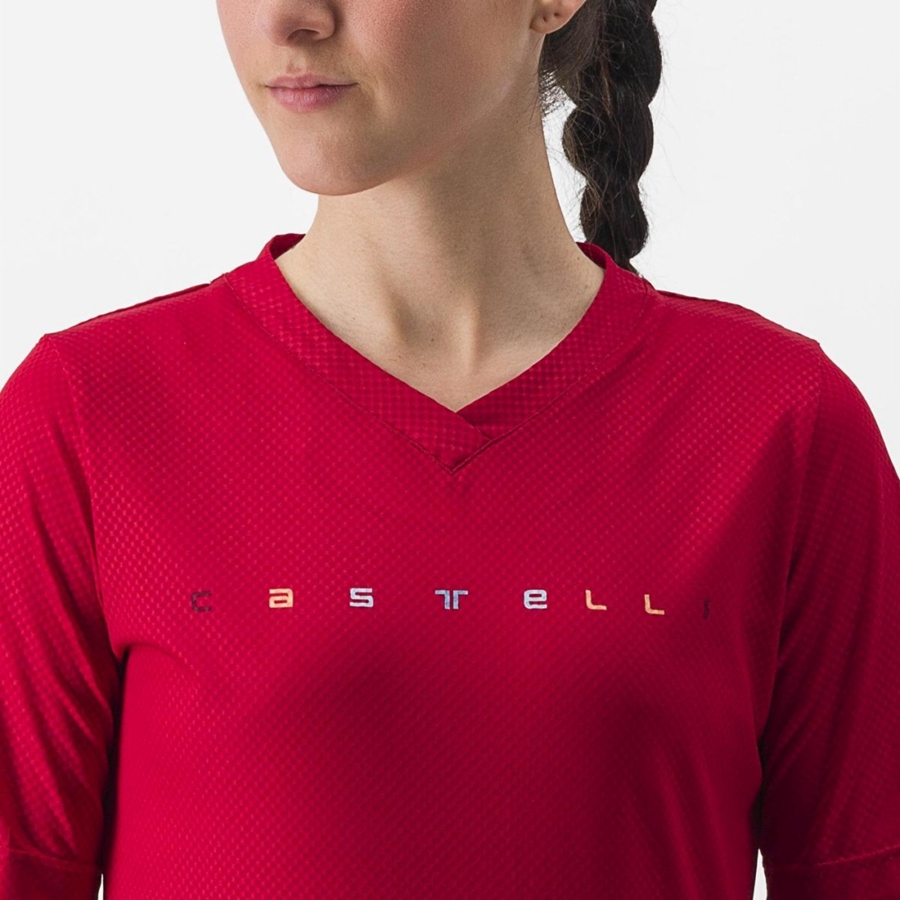 Castelli TRAIL TECH 2 W TEE Ženske Dres Tamno Crvene | 28KLIZCGE